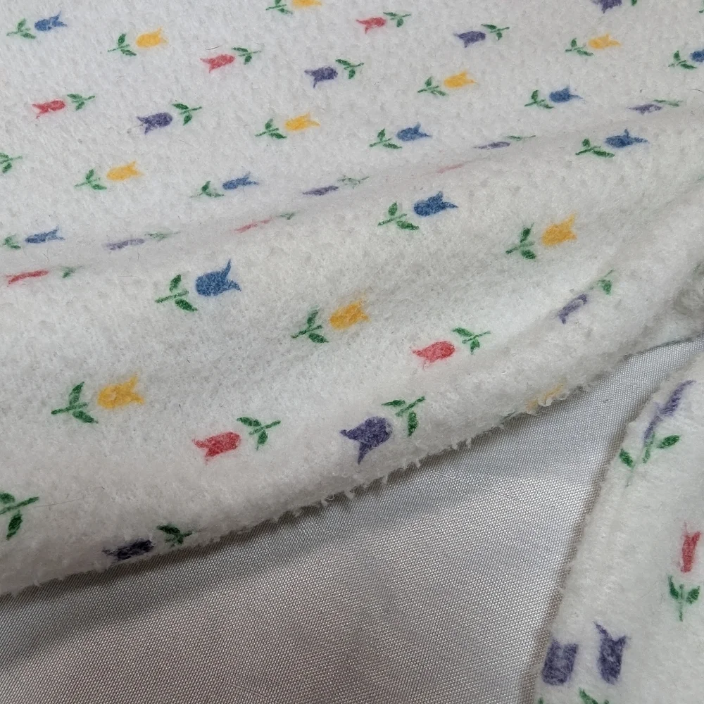 Fleece Vintage Long Sleeve Flower Floor Length Nightgown Cozy Warm Grannycore